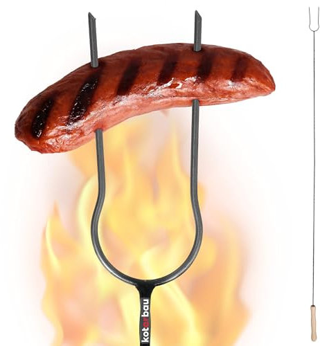 KOTARBAU® Grillspieße 130 cm mit doppeltem Stahlspieß mit Holzgriff Barbecuespieß zum Grillen Lagerfeuer Grill Zubehör Stockbrot Spieße Grill Spieße Spiesse Marshmallow Spieße Lagerfeuerspieße