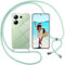 ISOI Funda con Cuerda para Xiaomi Redmi Note 13 4G, Carcasa Transparente TPU Suave Silicona Case con Correa Colgante Ajustable Collar Correa de Cuello Cadena Cordón, Verde