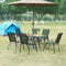 casa.pro Salon de Jardin 7 Pièces avec Table à Manger et 6 Chaises Ensemble de Meubles pour Extérieur Terrasse Patio Balcon Acier Verre Trempé Textilène PVC Polyester Noir