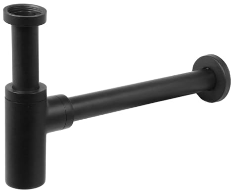 SPARES2GO Bottle Sink Basin Trap 40mm / 1.5 Adjustable Luxury Brass Round Deodorant Waste Pipe Outlet (Matt Black)