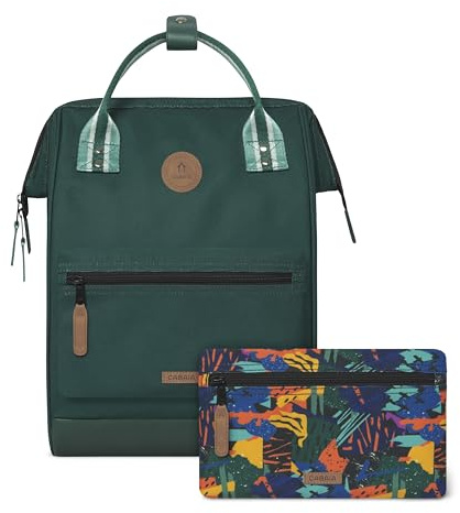 Cabaïa - Adventurer Rucksack Lima Medium 18L - Wasserabweisend - Laptopfach bis zu 13 Zoll - 2 Vordertaschen - vegan zertifiziert - Rucksack für Reisen und Arbeit, Damen & Herren - Grün