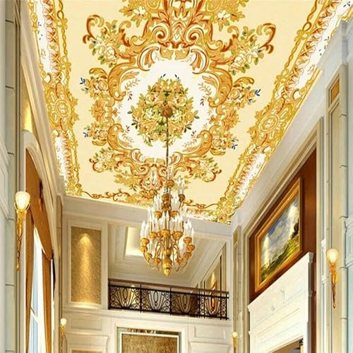 JCSMKFQ Selbstklebende 3d Wandtattoos Gold ethnische Stil geprägtes Wohnzimmer Schlafzimmer Decke Dekoration Wand Kunst Aufkleber