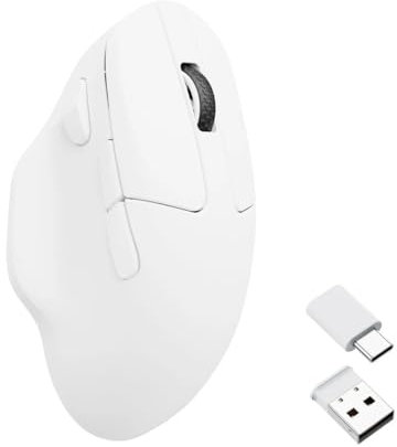 Keychron M7 Kabellose Computermaus, 26K DPI Optische Maus, 2.4 GHz/Bluetooth/Kabelgebunden mit Makrotaste 63g Leichtgewicht, Ergonomisch, Bis zu 70 Stunden Arbeitszeit für macOS/Windows - Weiß