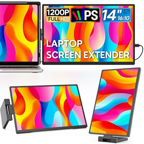 Dopesplay Laptop Screen Extender,14 FHD 1200P IPS External Portable Monitor for Laptop, Plug & Play Dual Screen Monitor for 14-17 Laptops,Compatible with Mac, Wins, Chrome, Android,Dex