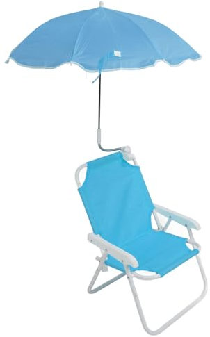 Silla de Playa con Sombrilla, Silla de Camping de 20 Pulgadas, Sillas de con Respaldo Alto, Silla de Playa Plegable para Niños con Sombra de Verano, Silla Portátil Al Aire