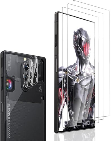 Bekiikoo Schutzfolie für Nubia Red Magic 8 Pro Panzer Schutz Glas und Kameraschutz [3+2 Stück], Anti-Kratzer 9H Härte Schutzglas, HD Klar Displayschutzfolie für Red Magic 8 Pro