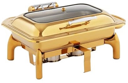 Royal Catering Chafing Dish GN 1/1 9l 2 bruleurs à pâte avec hublot - Chauffe-Plat Professionnel Chauffandise Chauffe-Plat Buffet