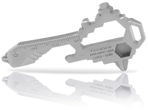Herda Keychain Multitool 17 in 1 Stainless Steel Mini EDC Tool,Father's Day Gifts Pocket Utility Gadgets,Mens Birthday Gift Ideas Bottle Opener Keychain Screwdriver Carabiner Tool,TSA Safe Compliant