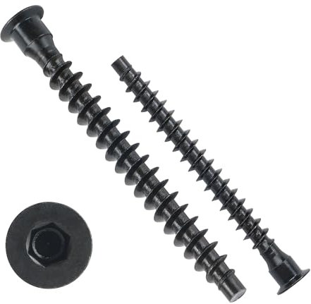 M7 x 60mm Confirmat Screws Black 50 PCs, Hex Socket Drive Countersunk Furniture Connecting Self-Tapping Screw Set Carbon Steel Zinc Plated