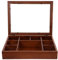 WOFASHPURET Retro-Holz-Schaukasten Neunteilige Vintage-Schmuckschatulle Kristall-Edelstein- Mit Glasdeckel Rock-Collection-Stein-Schaukasten Für Zuhause Geschäft