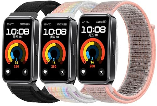 SUGARJAR Nylon Armband Kompatibel mit Huawei Band 8/9/10,Sport Ersatzarmband für Damen Herren