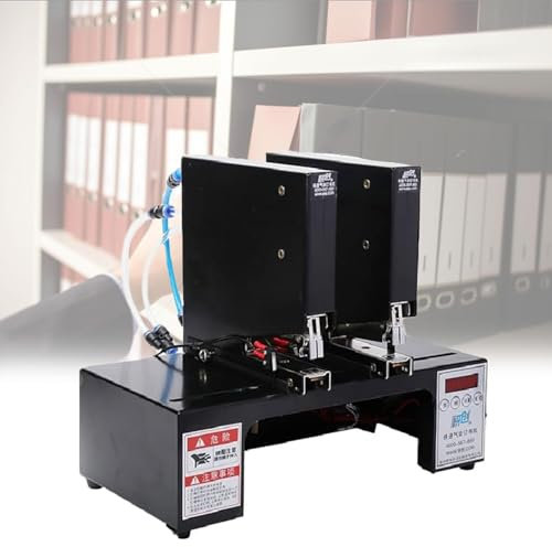 Grapadora, grapadora neumática de doble cabezal de 0,95-13,8 pulgadas, máquina de encuadernación eléctrica industrial de 100 mm, ranura for clavos emergente y placa de posicionamiento ajustable, panel