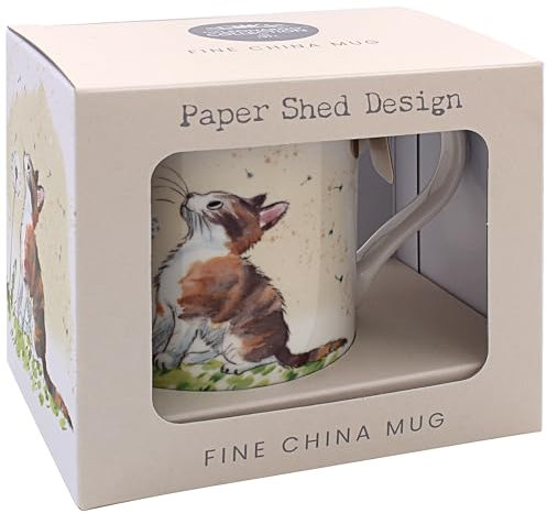 The Leonardo Collection Paper Shed Design Cat with Dandelion Mug for Home & Kitchen | Stylish Ceramic Mugs for Tea & Coffee | Lovely Cup Set for Mens Gifts & Birthday Gifts for Women