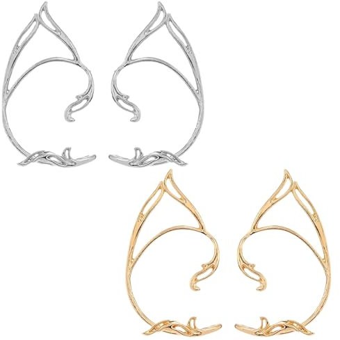 2 Paar Elfenohren,Elfen Ohren Elfen Ohren Damen Elfen Schmuck,Für Feenkostüme Frauen Cosplay Kostüm(Gold, Silber)