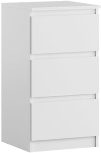 SoDREAMER Kommode mit 3 Schubladen | Weiß 40 cm Ideal für Schlafzimmer, Wohnzimmer, Kinderzimmer und Büro | Geräumige Kommode| Modernes Design | 40 x 75 x 40 cm