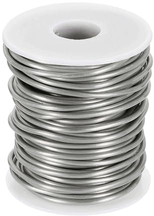 sourcing map Alambre de aluminio de calibre 10 de 2,5 mm, 20 m, flexible, flexible, de metal anodizado, para esculpir joyas, modelado, manualidades, tono plateado