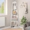 DWVO Eckregal 5 Ebenen, Eckbuchhandel mit Metallrahmen, Industrial Ladder -Bücherregal, Bodenständiges Displayregal, Hoher Speicherregal, für Wohnzimmer, Küche, Schlafzimmer, Reines Weiß Standregal