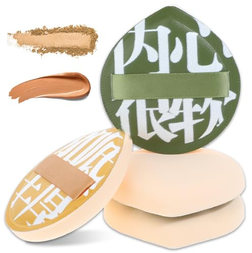 BOHUIZ Lot de 4 éponges de maquillage coréennes pour fond de teint, anti-cernes, éponge de maquillage en forme de goutte d'eau pour fond de teint, éponge pour contour de crème liquide (grande taille)