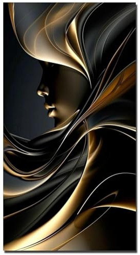 LIMAIDUO Grandes affiches de peinture, collection nordique, noir, or, abstrait, femme, carré, rond, style moderne, décoration d'intérieur, 60 x 120 cm, sans cadre
