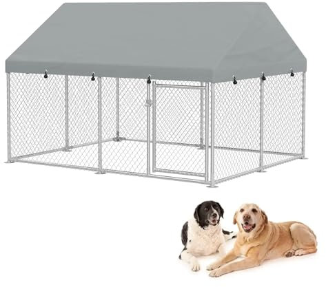 Froadp Hundezwinger Outdoor Hundekäfig mit Dach und Abschließbarer Tür 250x200x165cm Hundehütte aus 420D Oxford-Gewebe & Verzinkter Stahl UV- & Wasserdicht Hundehaus Tierlaufstall für Hunde
