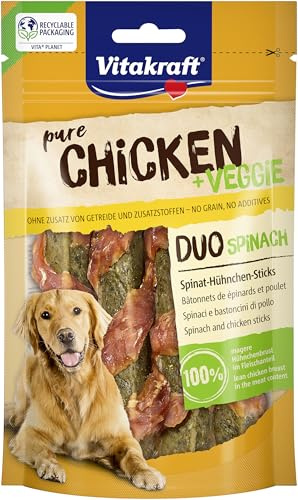 Vitakraft Chicken Veggie, Spinatstick mit Hühnchen, Hunde Trainingsleckerli, zum Belohnen (1x 80g)