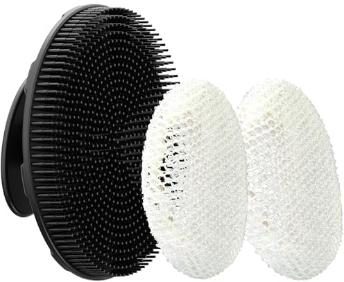 Black Food-Grade Silicone Body Scrubber with Exfoliating Net Sponge Case