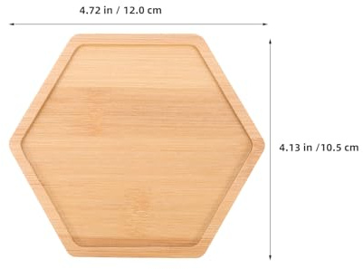 Gatuida Lot de 6 soucoupes hexagonales en Bambou pour Pots de Fleurs : Plateau d'égouttement Polyvalent pour Plantes d'intérieur, Dessous de Verre en Bambou, Plateau de Base pour Pots de
