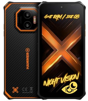HAMMER ENERGY X2 5G Rugged Smartphone Android 15, Indestructible Phone 6.1, IP69, 6 + 8 GB RAM, 128 GB Storage, 5000 mAh Battery, eSIM, 2-Year Warranty