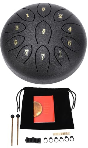 Steel Tongue Drum 6 Zoll 11 Töne, Outdoor Regen Klangspiel, Mini Percussion Instrument - Authentische Regensymphonie, Wetterfeste Stahlkonstruktion, Ideal für Garten und (Schwarz)