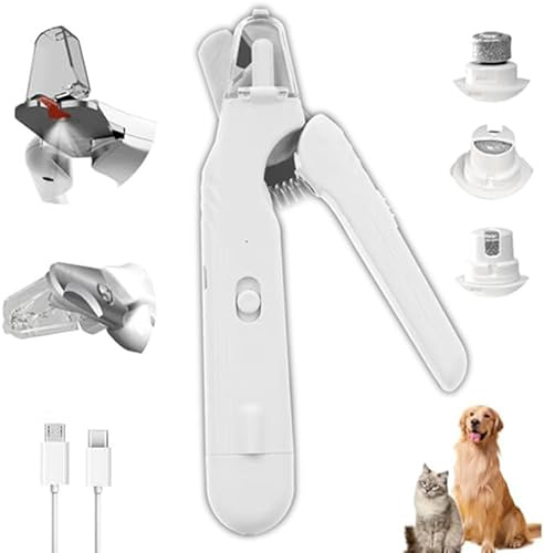 Krallenschere für Hunde mit Licht,2 in 1 Leise Krallenschneider & Krallenschlifer für Hunde mit Spritzschutz,Lichtschere Pro Hund USB Hundekrallen Schneider,Nagelknipser Nagelschere für Haustier (C)