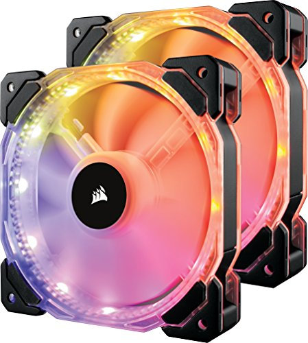 Corsair HD140 RGB LED PWM PC-Gehäuselüfter mit Controller und Hub (140mm, Double Pack) schwarz