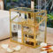 PuTwo Vintage Gold Makeup Organizer mit 3 Schubladen und Perlen - Kosmetik-Organizer für Make-up Pinsel, Schmuck, Haar-Accessoires und mehr