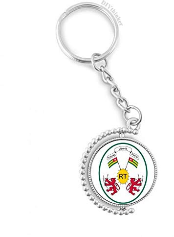 DIYthinker Togo Afrika National Emblem Drehbare Schlüsselanhänger Ringe 1.2 Zoll x 3.5 Zoll Mehrfarbig