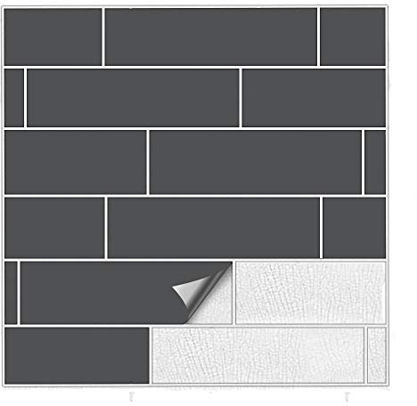 Kiwistar Fliesenaufkleber Schwarz Seidenmatt - 20 x 40 cm - 1 Stück - Klebefliesen Fliesenmuster Stickerfliesen Wandfliesen überkleben - selbstklebend für glatte Flächen