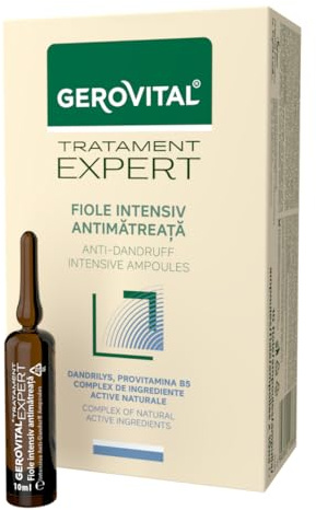 Gerovital Tratament Expert Anti-Schuppen Ampullen Intensiv 10x10 ml | Serum mit Dandrilys & Provitamin B5, beruhigt die Kopfhaut und wirkt gegen trockene und fettige Schuppen