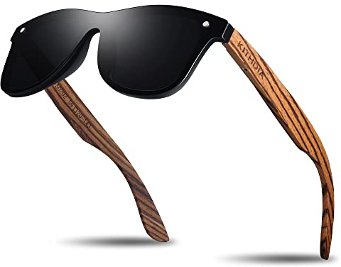 KITHDIA Holz Sonnenbrillen Herren und Damen Polarisierte Sonnenbrille mit Holzbügeln/UV400-Schutz