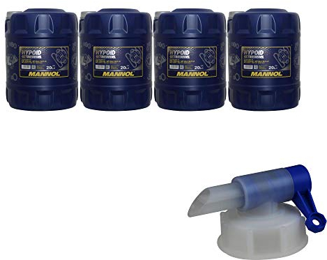 4x 20 L MANNOL Getriebeöl Hypoid Getriebeoel 80W-90 API GL4/GL 5 + Auslaufhahn