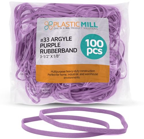 PlasticMill Rubber Bands - #33 Size - Argyle Purple Rubberbands - 100 Count.