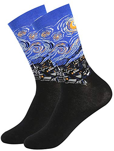 BONANGEL Chaussettes Homme Fantaisie Lot Chaussette Homme en Coton,Chaussettes et Multicolores,Cadeau Homme taille unique multicolor (1pair-StarryNight)