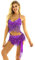 Freebily Damen Bauchtanz Kostüm Sexy Quaste Pailletten BH Oberteil Hüfttuch Rock/Shorts Gürtel Glitzer Tanzkleidung Pole Dance Outfits Violett One Size