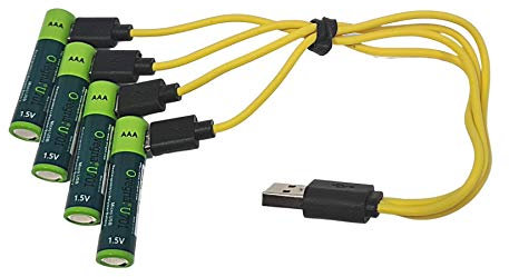 Ovegna U701 : Piles AAA légères, en Lithium-ION (Non NiMH, Non alcalines), 600 mAh, Rechargeables par entrée Micro USB, en 90 Minutes, 1000 Fois, indicateur de Charge, avec Un câble de Charge Inclus