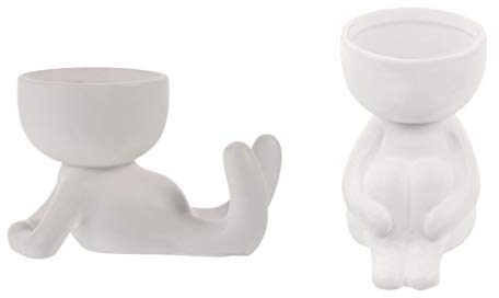YARNOW Blumentopf Aesthetic Statue Blumentopf Keramik Blumenvase Sukkulenten Topf Gesicht Skulptur Vase Pflanztopf Übertopf Pflanzgefäß für Tischdeko Balkon Ausgefallener Blumentopf
