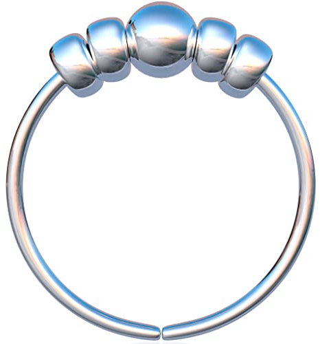dünn Silberner Nasenring - 24G 7mm Ring Silberne Perlen - 925 Silber Piercing Schmuck Nasenpiercing