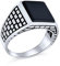 Personalisieren Sie Retro Klassisch Elegant Kopfsteinpflaster Ziegel Akzent Schwarz Onyx Edelstein Rechteck Siegelring Für Männer Schwer Oxidiert .925 Sterling Silber Handgefertigt In Der Türkei