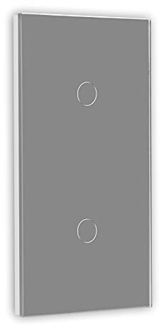 BSEED Touch Lichtschalter 1 Fach 1 Weg mit 1 Fach 2 Wege Glas Lichtschalter Grau Led Touch Schalter Touchscreen Funktioniert mit LED Lampe 157mm EU Standard