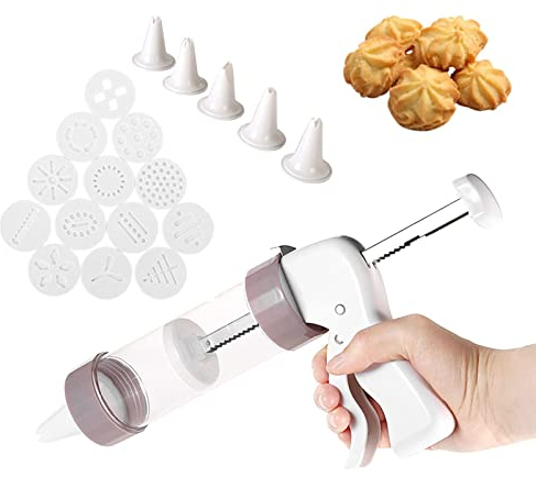 LTLWSH Prensa para Galletas, Jeringa para Adornar, Máquina de Galletas, Prensa de Galletas, Accesorio para Hornear con 13 Plantillas y 6 Boquillas para Pasteles y Galletas