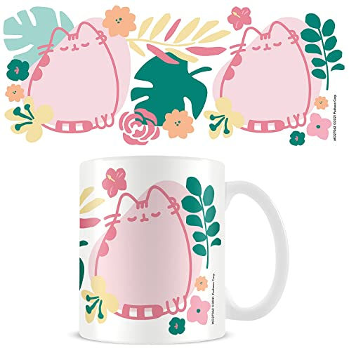 Pyramid International Pusheen Ceramic Mug in Presentation Gift Box (Tropical Design) 315ml - Official Merchandise, Pink/Green/White
