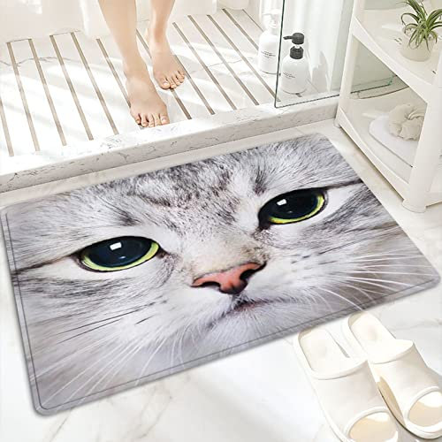 Badematte, rutschfest Waschbar Badezimmerteppich 60x100 cm,Katze drucken Kätzchen Kitty Closeup Portrait ,Badvorleger mit Wasserabsorbierenden, Weichen Mikrofasern für Badewanne, Dusche und Badezimmer
