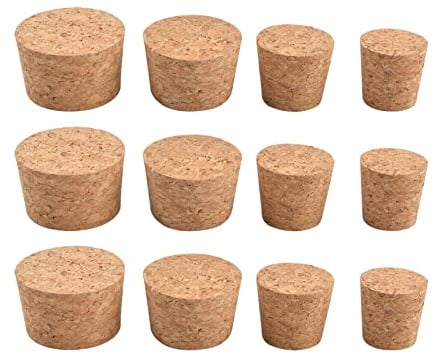 INCREWAY Lot de 12 bouchons en liège coniques en bois tendre naturel pour bouteilles de vin et de bière