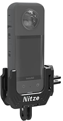 Nitze Cage für Insta360 X3, Kamera Käfig mit 1/4 Gewindelöchern und Positionierungslöchern, Metallkäfig mit klappbaren Fingeradaptern und Dual Cold Shoes für Videolicht, Mikrofon – T-IN01A